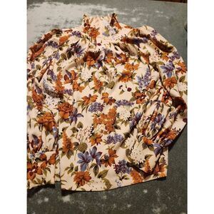 Pearl by Lela Rose high neck floral blouse sz XS